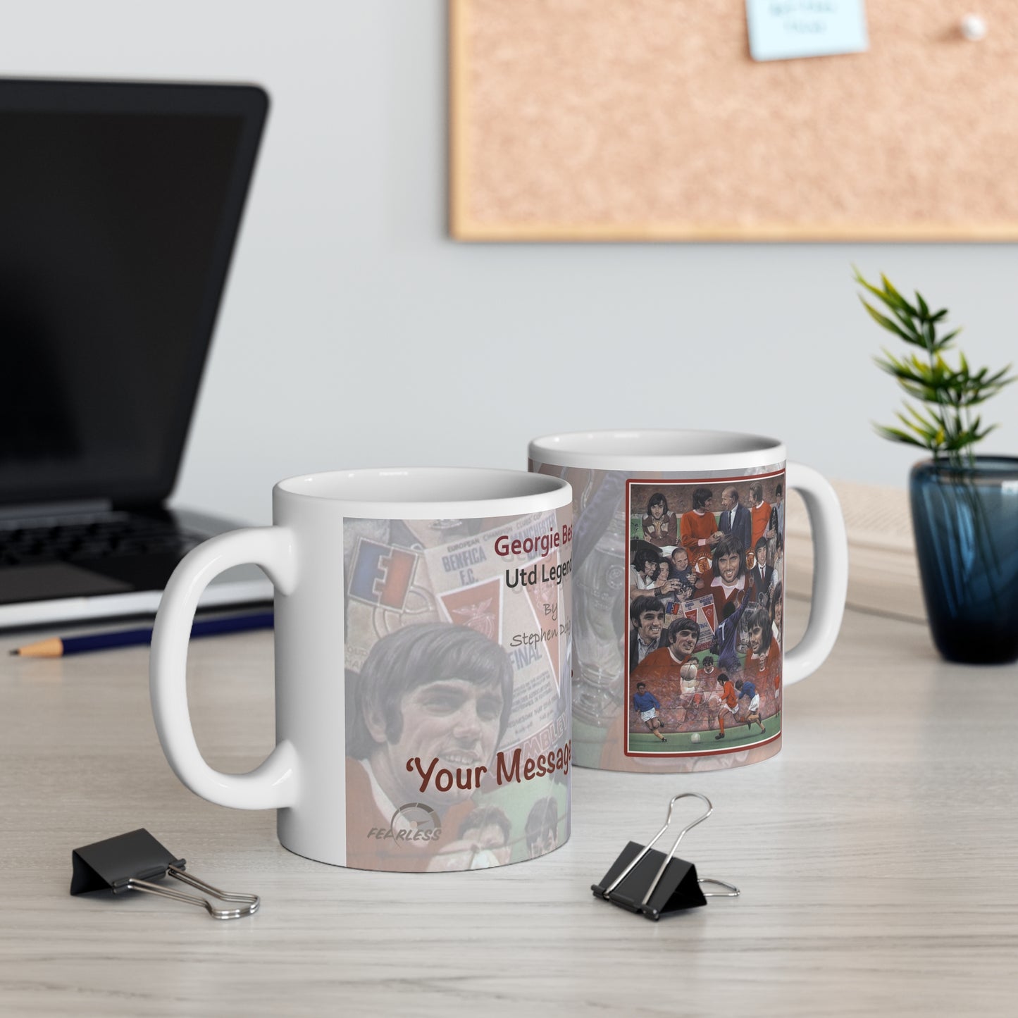 George Best. United Legend Personalisable Coffee Mug by Stephen Doig