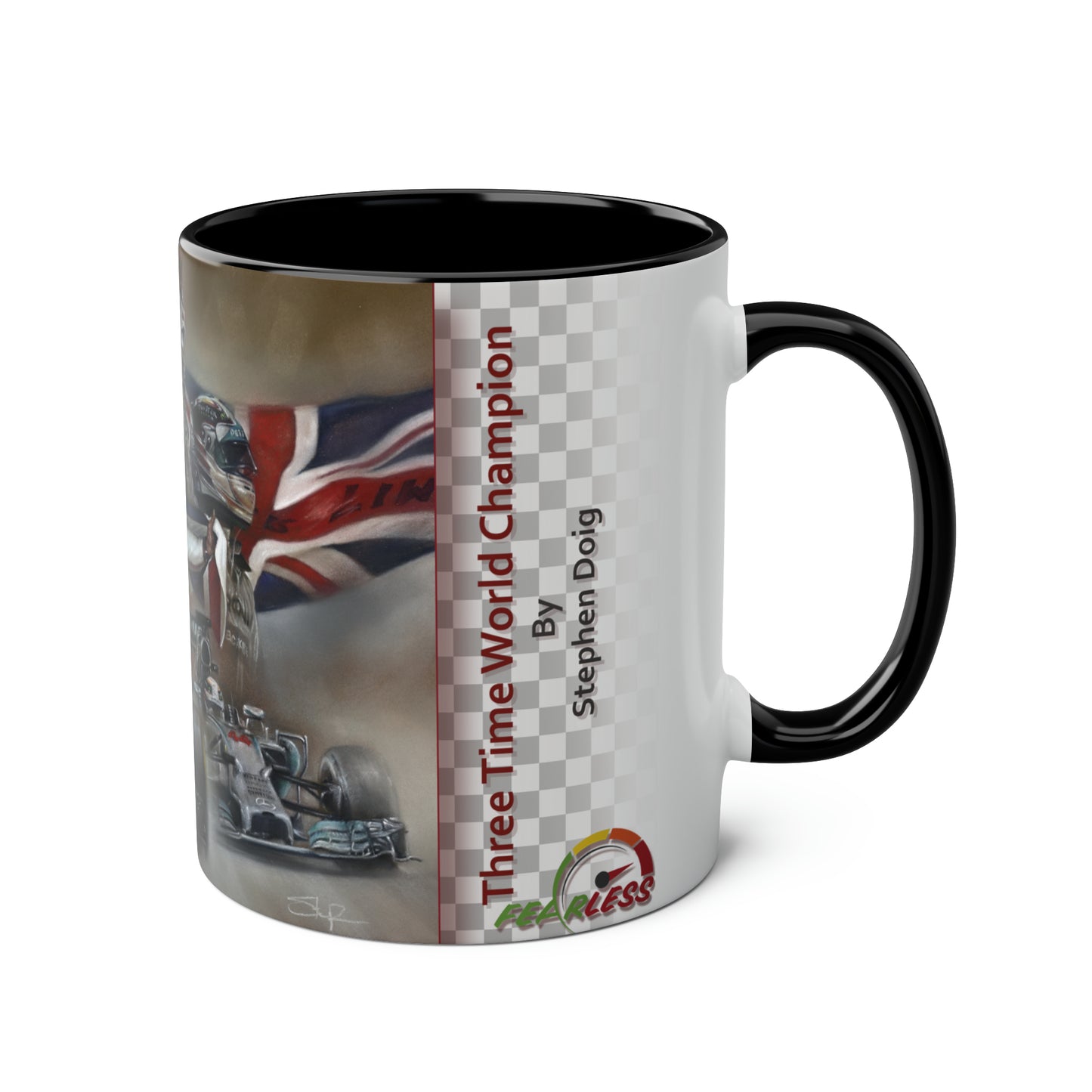 Lewis Hamilton. Three Time World Champion - Two-Tone Coffee Mug, 11oz