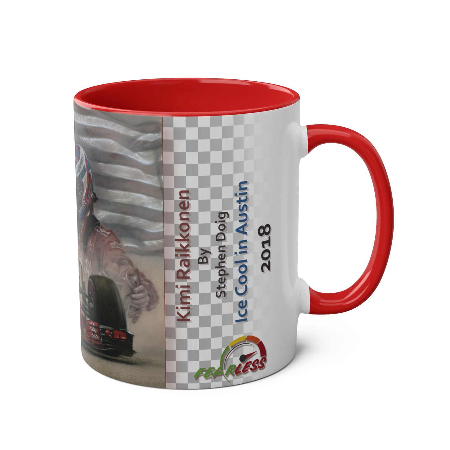 Kimi Raikkonen. Victory in Texas 2018 - Two-Tone Coffee Mug, 11oz