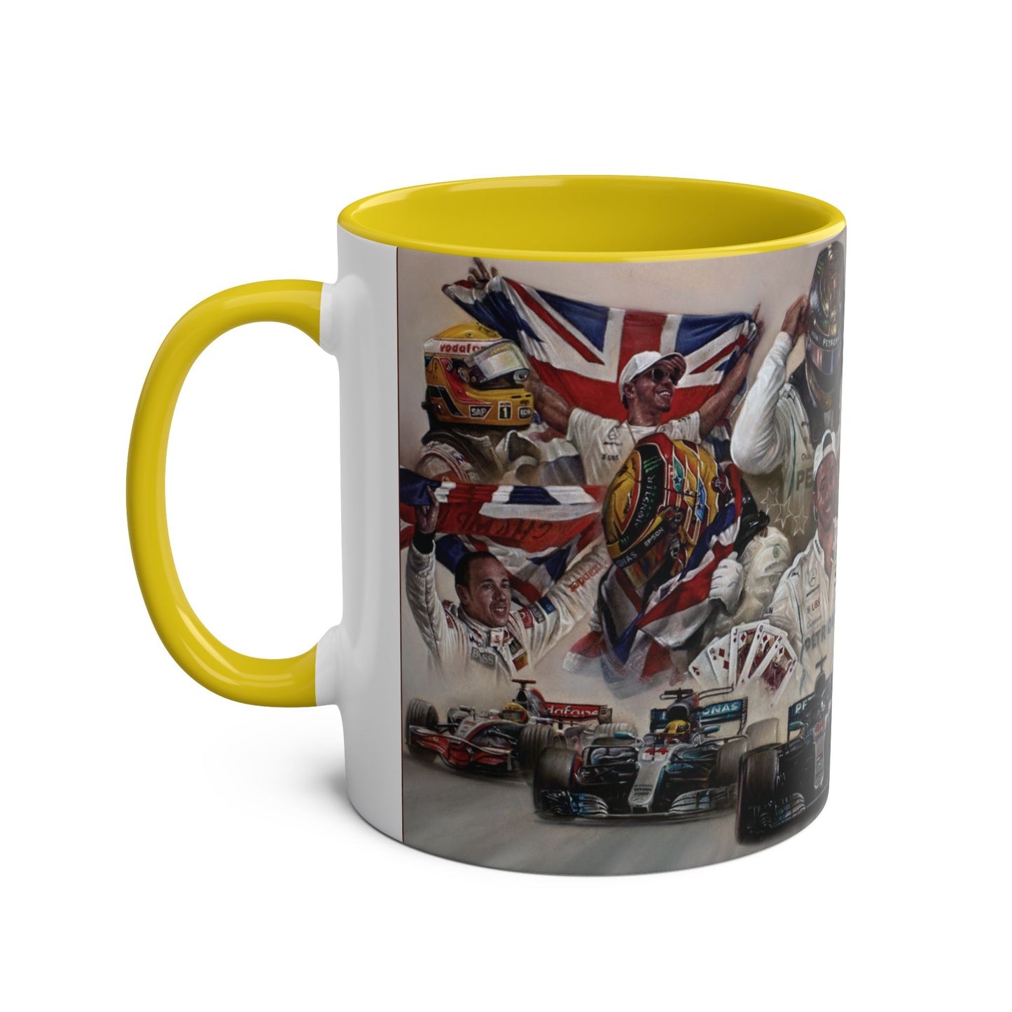 Lewis Hamilton. Five Time World Champion - Two-Tone Coffee Mug, 11oz