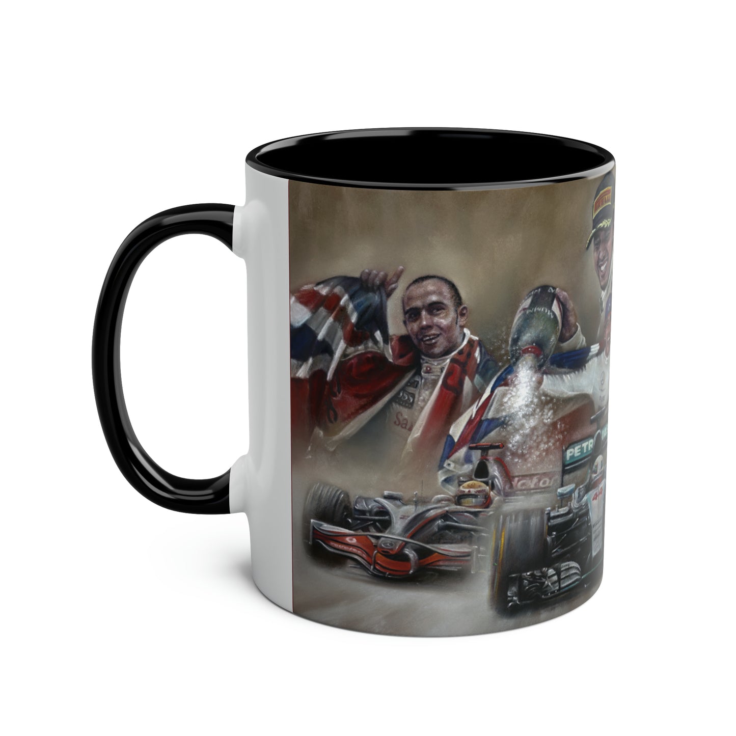 Lewis Hamilton. Three Time World Champion - Two-Tone Coffee Mug, 11oz