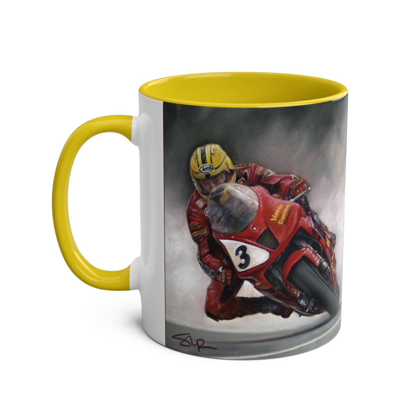 Joey Dunlop TT Legend Two-Tone 11oz Coffee Mug by Stephen Doig.