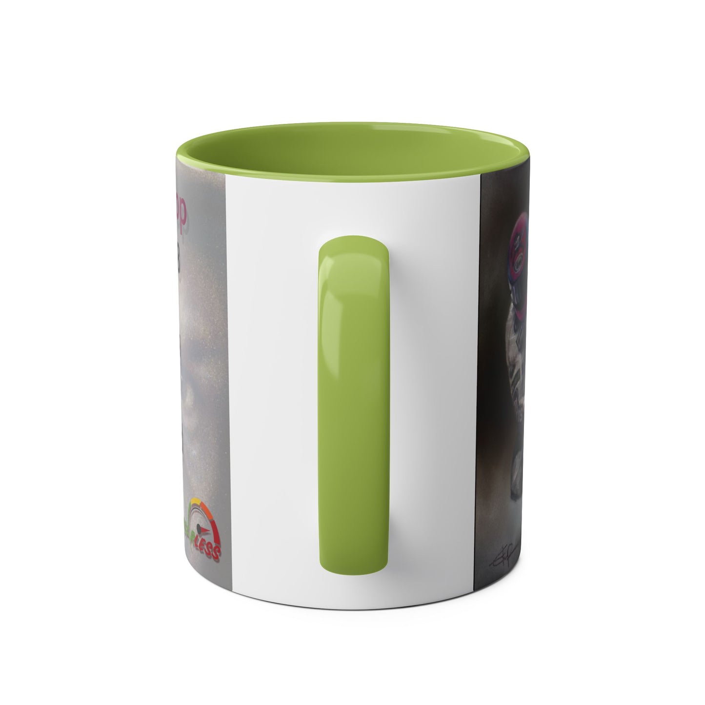 Steve Hislop, TT Legend by Stephen Doig, 11oz Two-Tone Coffee Mug