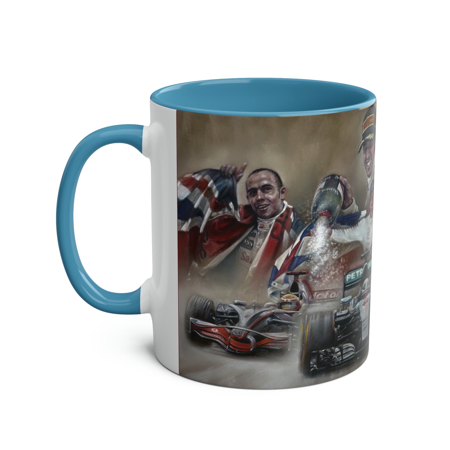 Lewis Hamilton. Three Time World Champion - Two-Tone Coffee Mug, 11oz