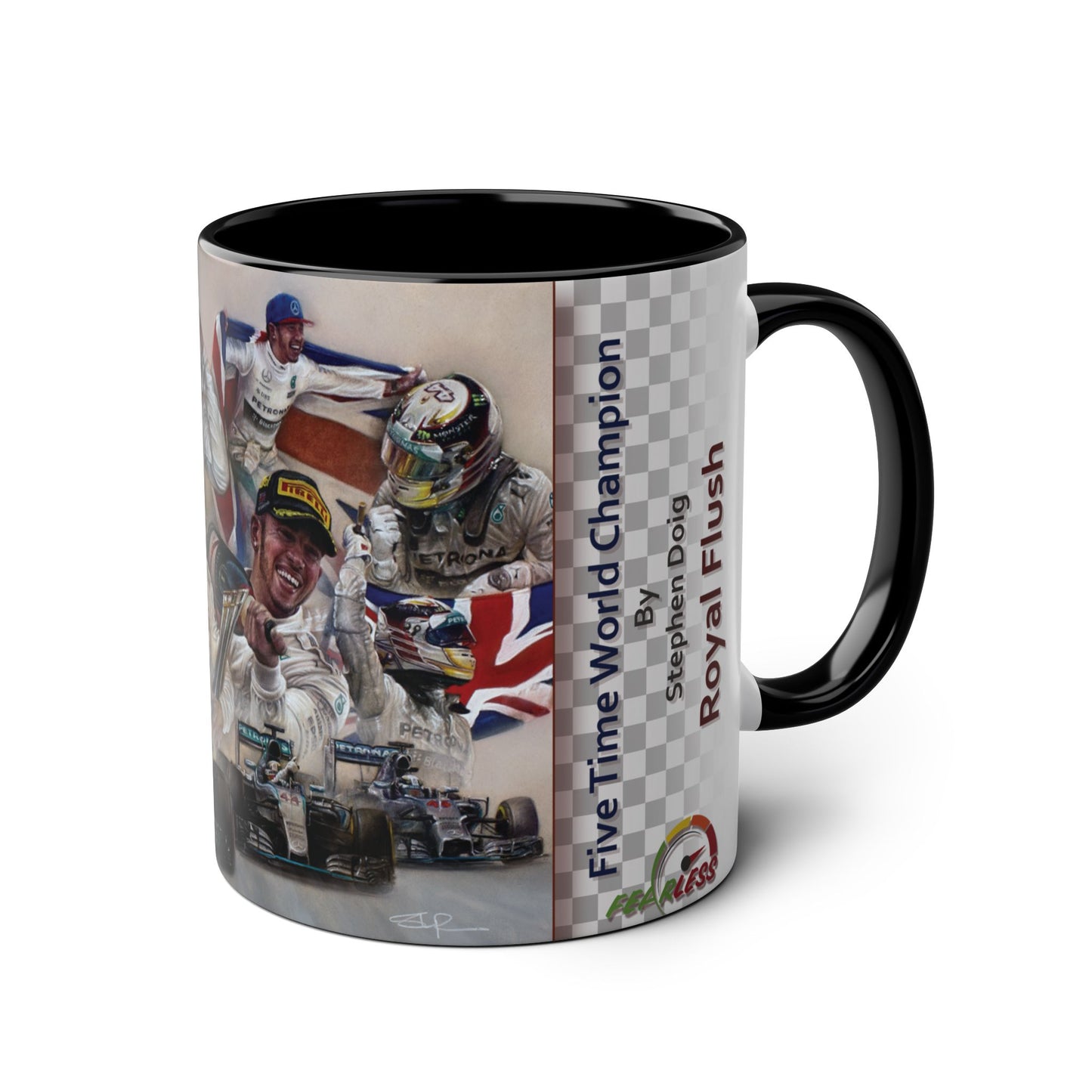 Lewis Hamilton. Five Time World Champion - Two-Tone Coffee Mug, 11oz