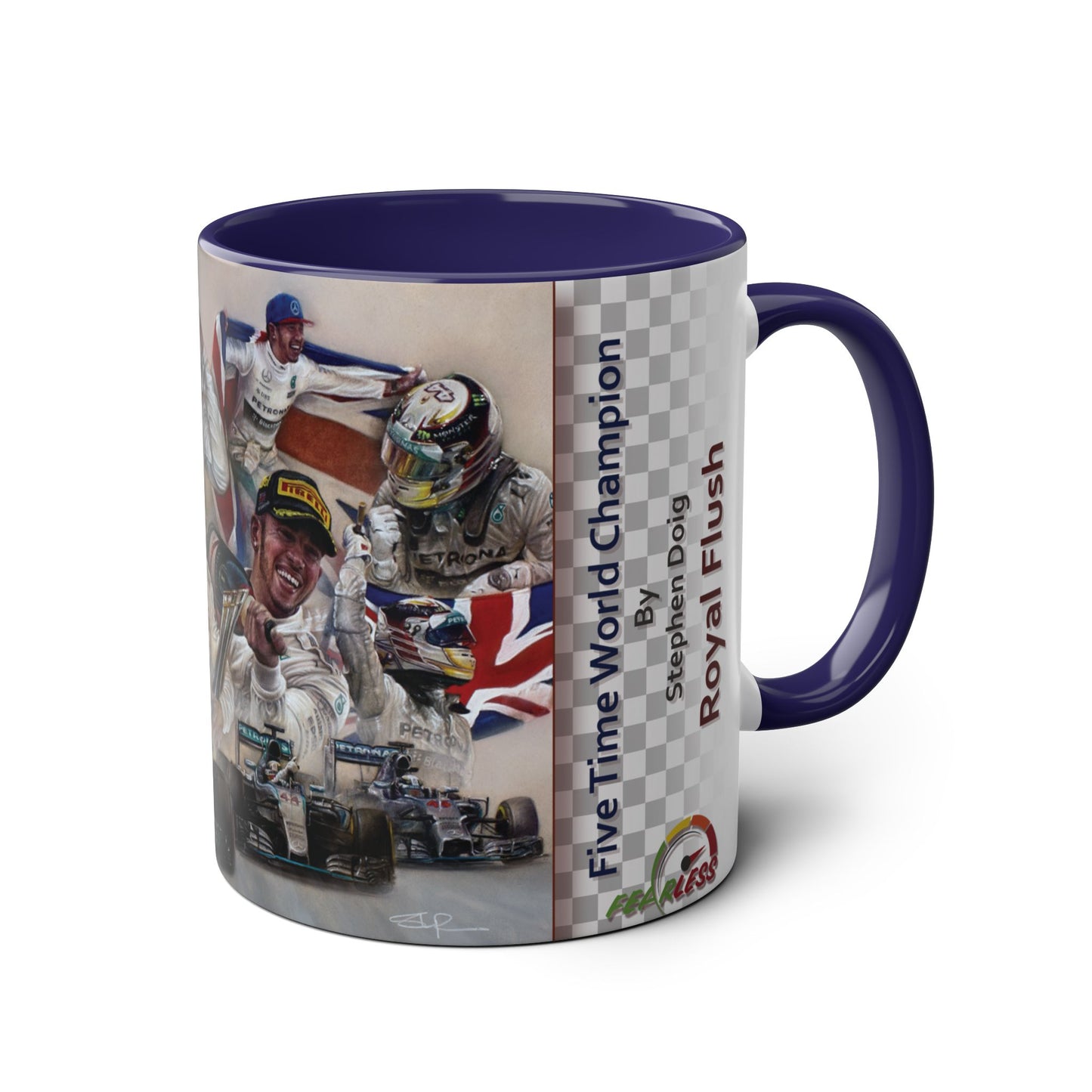 Lewis Hamilton. Five Time World Champion - Two-Tone Coffee Mug, 11oz