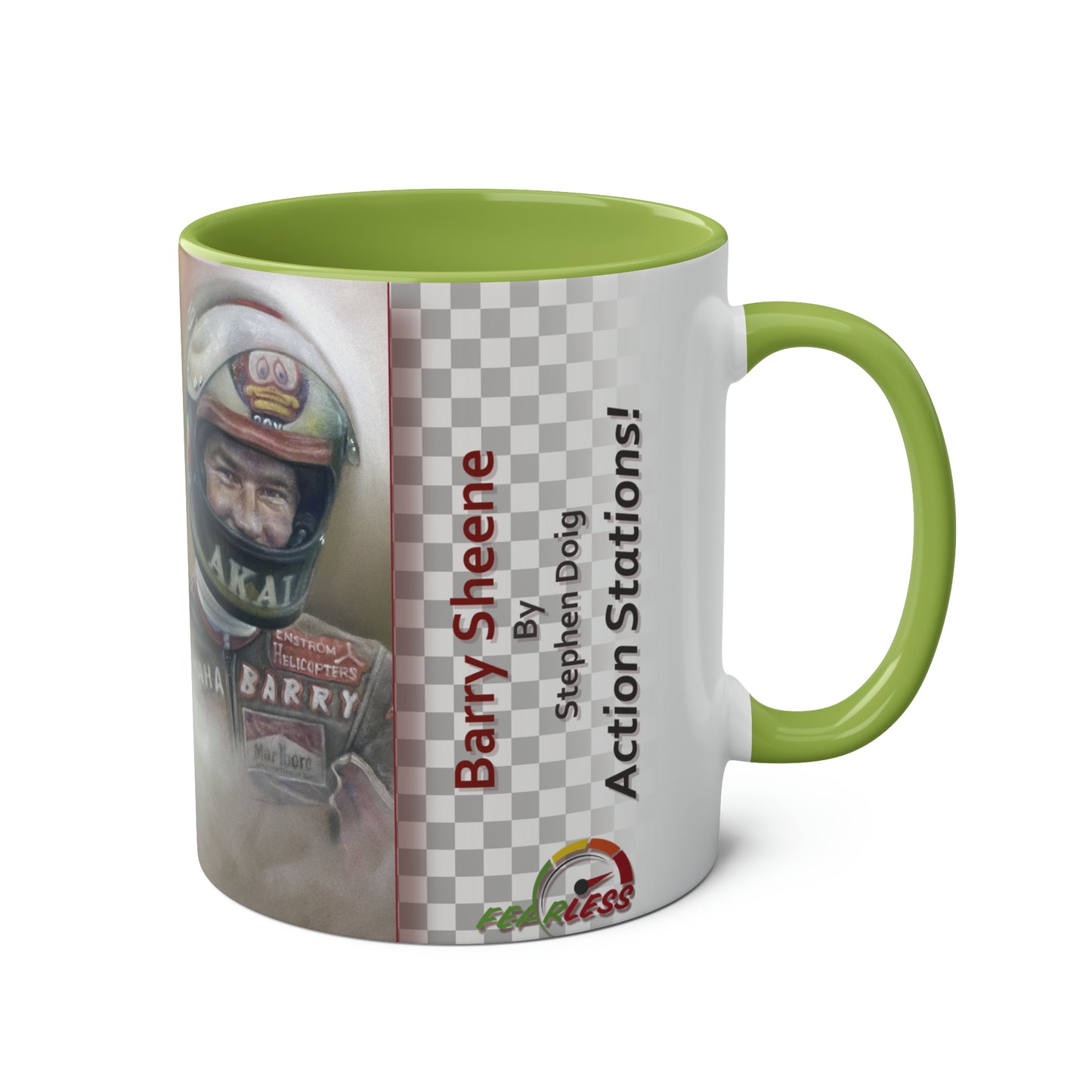 Barry Sheene. Action Stations - Two-Tone Coffee Mug, 11oz