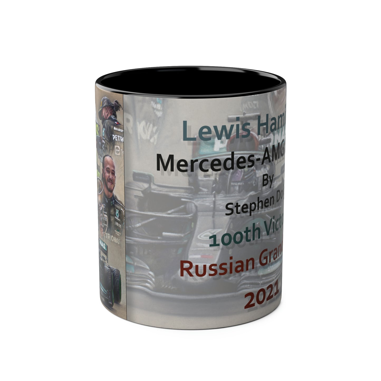 Lewis Hamilton. 100th Victory 2021 - Two-Tone Coffee Mug, 11oz