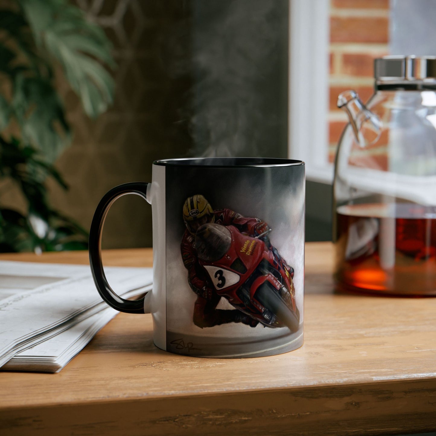 Joey Dunlop TT Legend Two-Tone 11oz Coffee Mug by Stephen Doig.