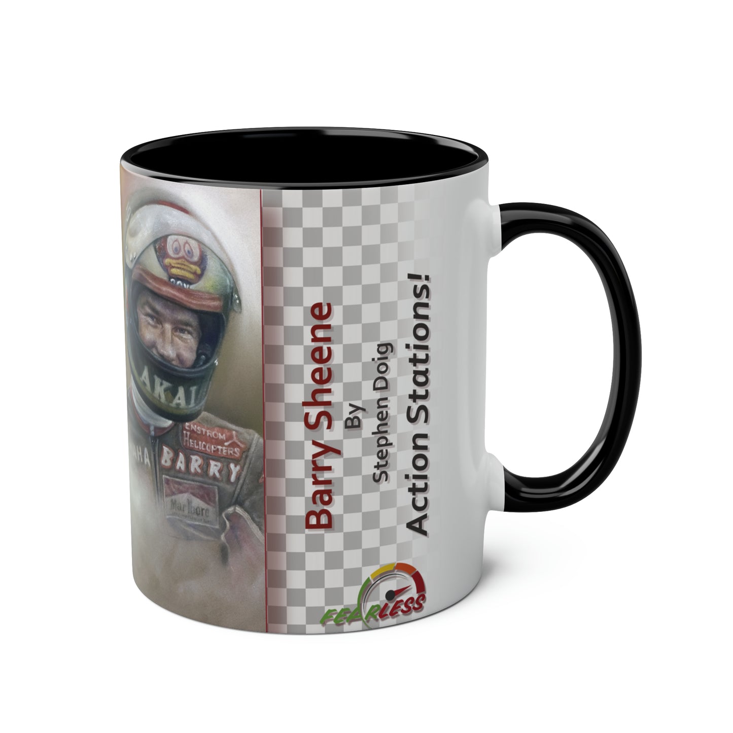 Barry Sheene. Action Stations - Two-Tone Coffee Mug, 11oz