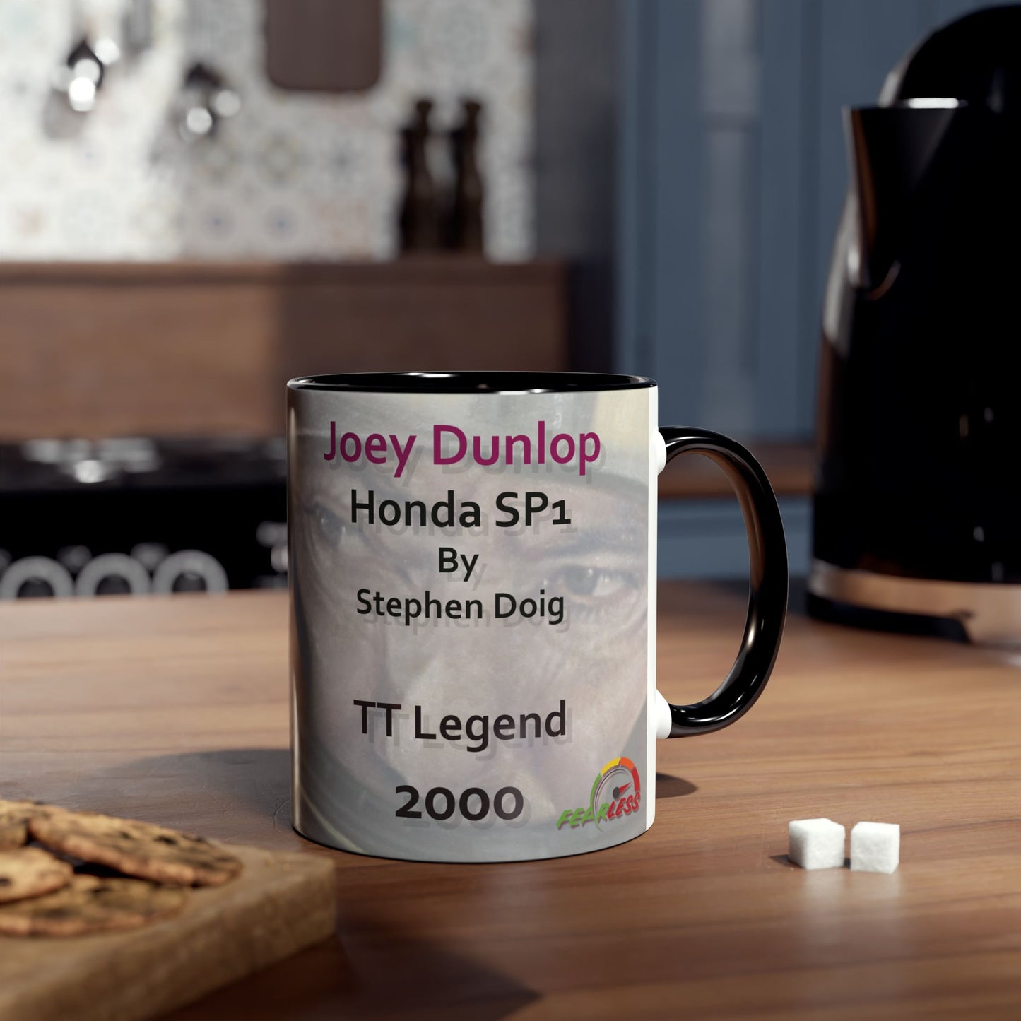 Joey Dunlop TT Legend Two-Tone 11oz Coffee Mug by Stephen Doig.