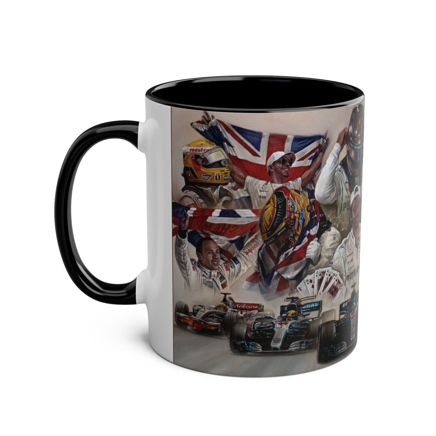 Lewis Hamilton. Five Time World Champion - Two-Tone Coffee Mug, 11oz