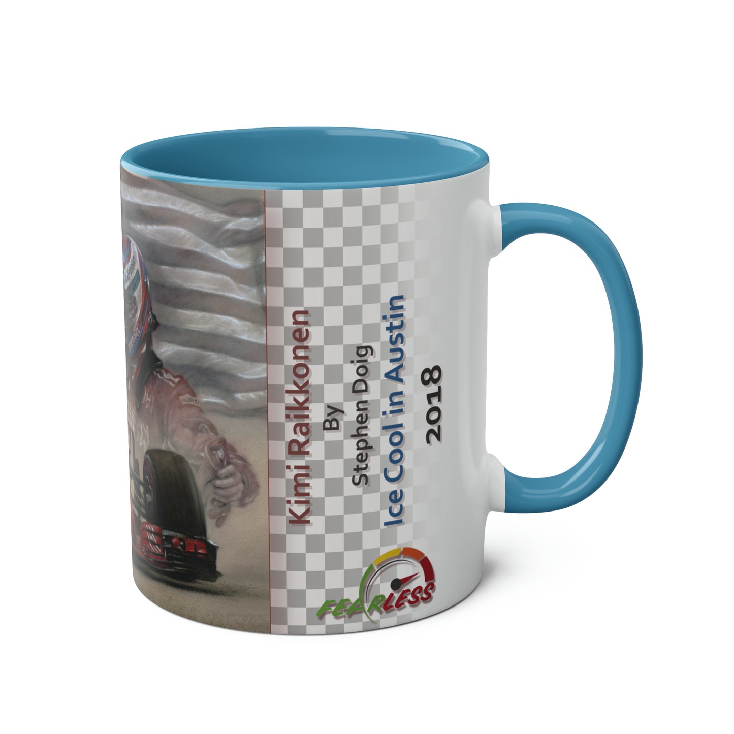 Kimi Raikkonen. Victory in Texas 2018 - Two-Tone Coffee Mug, 11oz