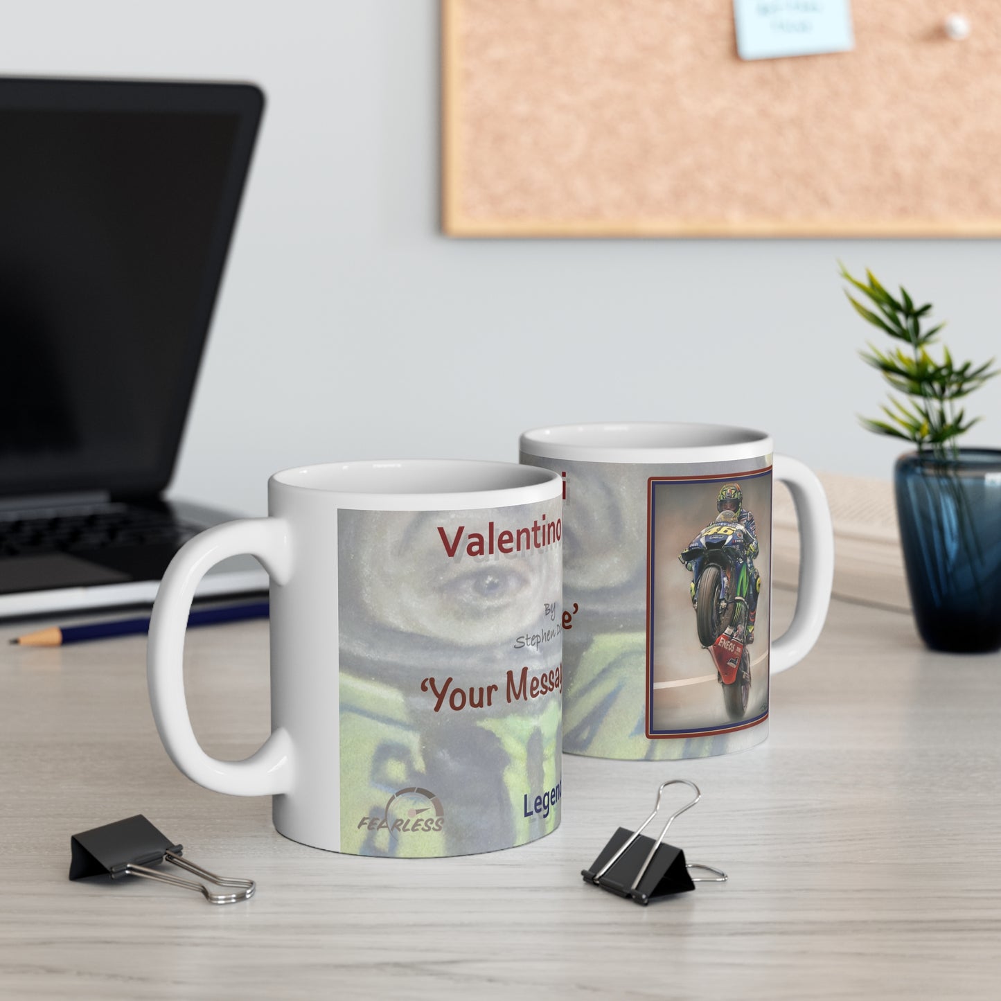Valentino Rossi MotoGP Legend Personalisable Coffee Mug by Stephen Doig