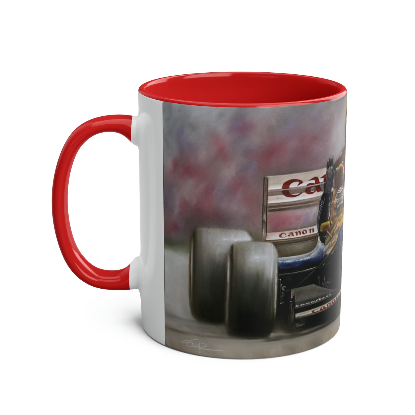 Mansell & Senna. Silverstone 1991 - Two-Tone Coffee Mug, 11oz