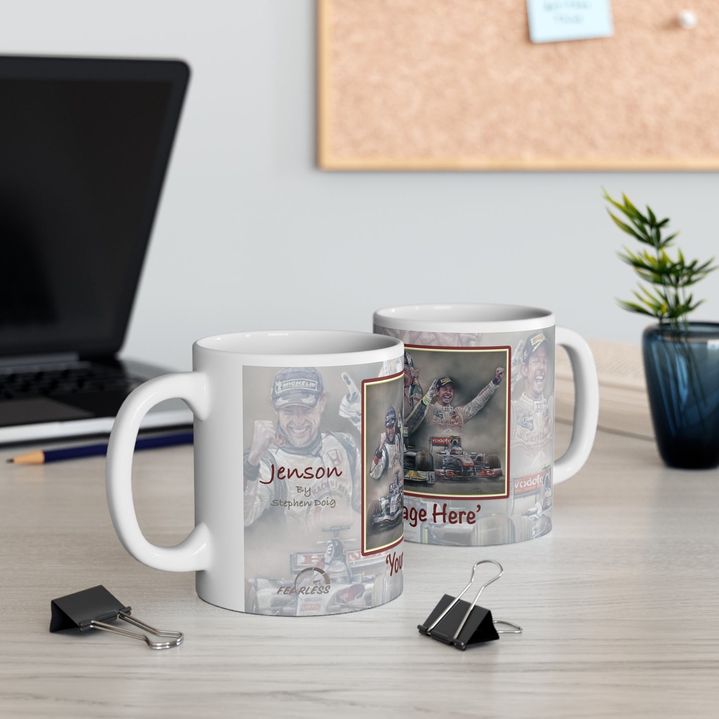 Jenson Button Personalisable F1 Celebration Coffee Mug by Stephen Doig