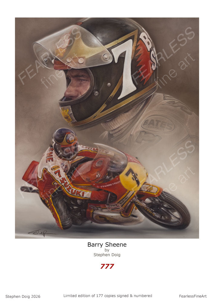 Barry Sheene - 777 - Ltd edition giclee fine art print by Stephen Doig