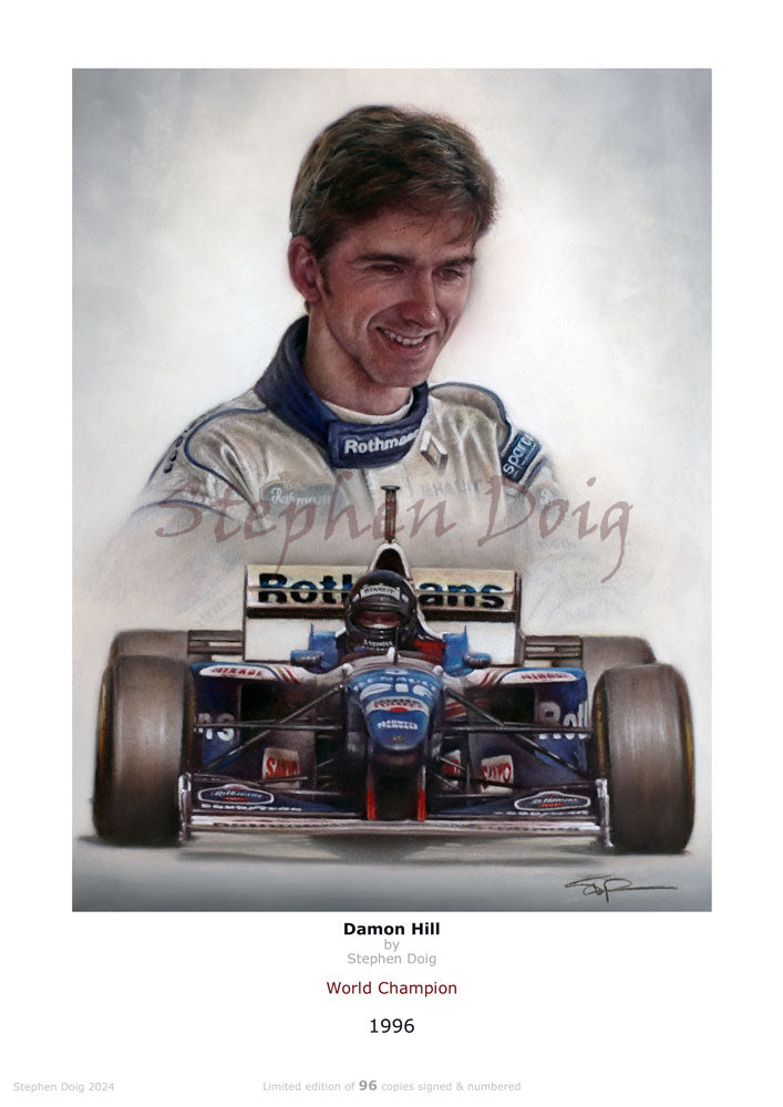 Damon Hill - 1996 - Ltd edition giclee print by Stephen Doig