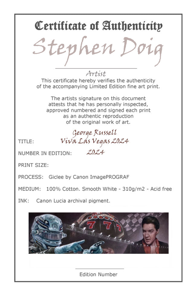 George Russell - Viva Las Vegas - 2024 - Ltd edition giclee print by Stephen Doig