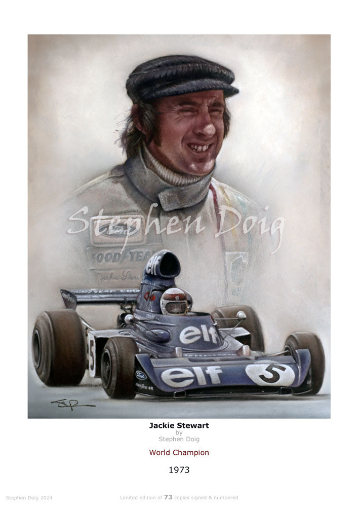 Jackie Stewart - 1973 - Ltd edition giclee print by Stephen Doig