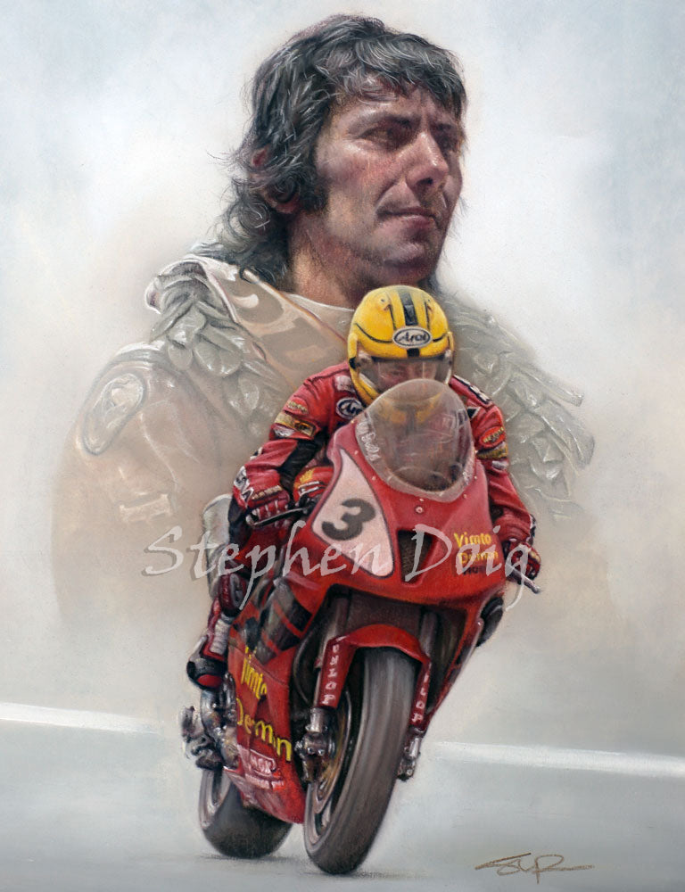 Joey Dunlop - Forever Legendary original pastel artwork