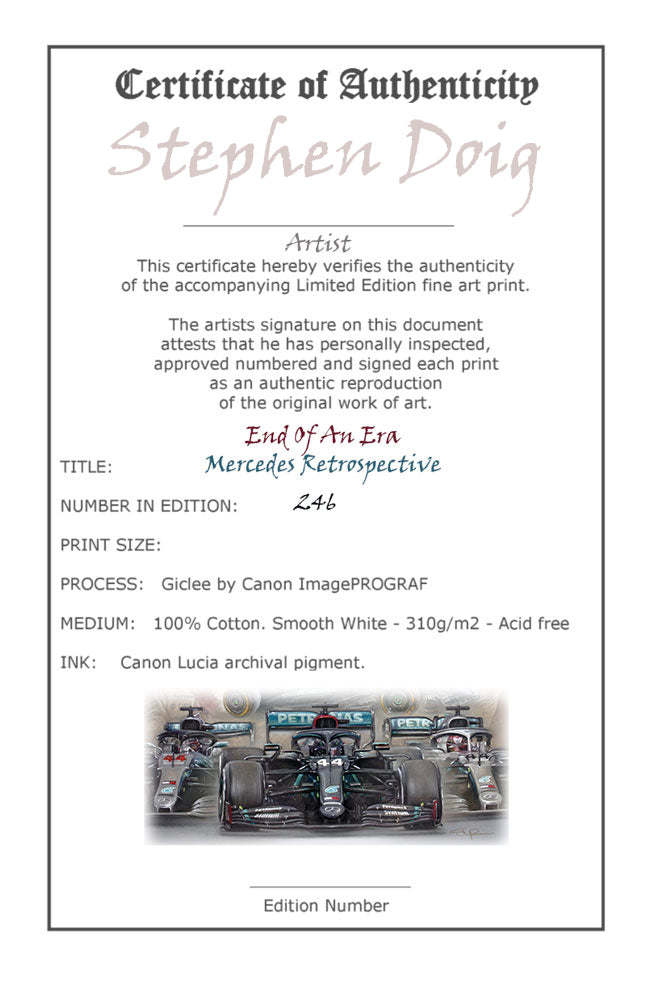Lewis Hamilton - End Of An Era - Mercedes Retrospective - Ltd edition giclee print by Stephen Doig