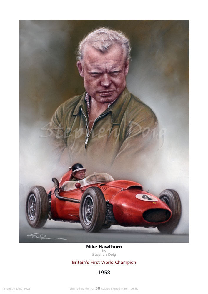 Mike Hawthorn - 1958 - Ltd edition giclee print by Stephen Doig
