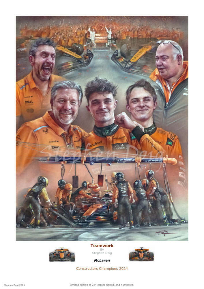 McLaren F1 Team - Constructors Champions 2024 - Ltd edition giclee print by Stephen Doig