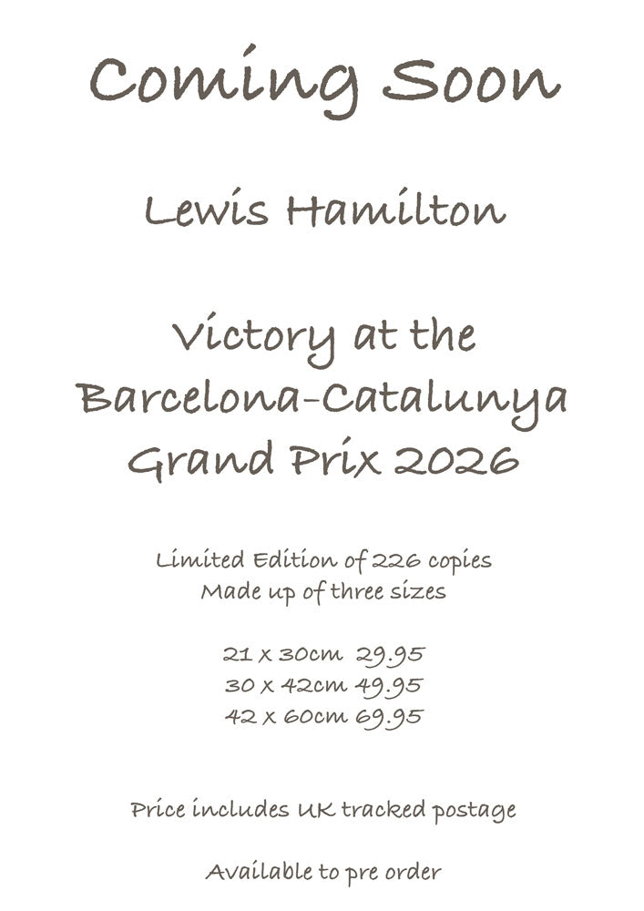 Lewis Hamilton - Victory at the Barcelona-Catalunya 2026 - Ltd edition giclee print by Stephen Doig