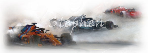 Fernando Alonso Retrospective Ltd edition giclee print by Stephen Doig