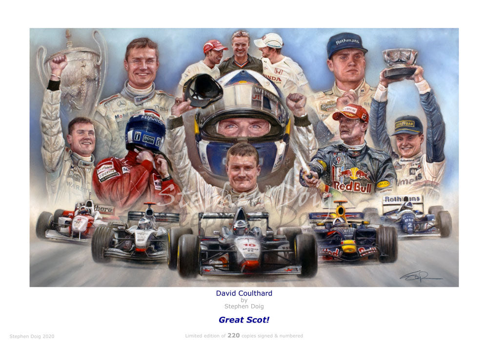 David Coulthard 'Great Scot!' Ltd edition giclee print by Stephen Doig
