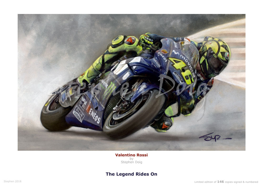 Valentino Rossi Rides On Ltd edition giclee fine art print 146 copies.