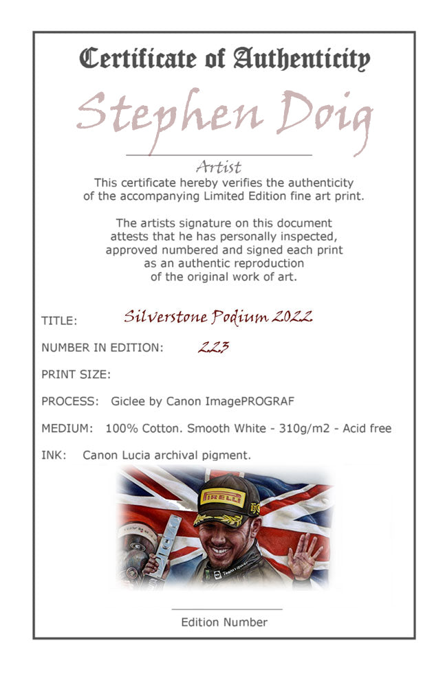 Silverstone Podium - British Grand Prix 2022 - Ltd edition of 223 copies.