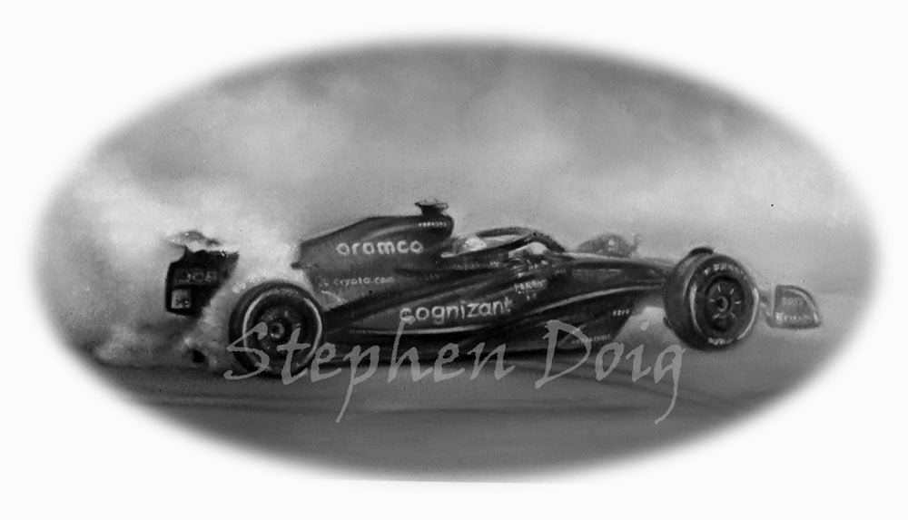 Auf Wiedersehen Sebastian - Four Time World Champion Ltd edition giclee print by Stephen Doig