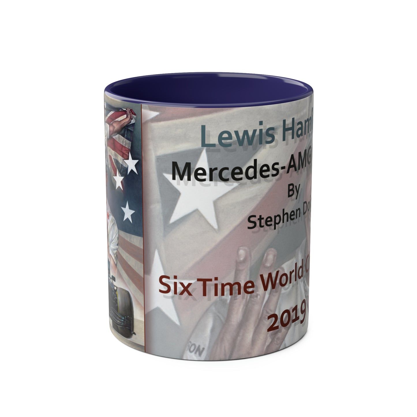 Lewis Hamilton. Six Time World Champion - Two-Tone Coffee Mug, 11oz