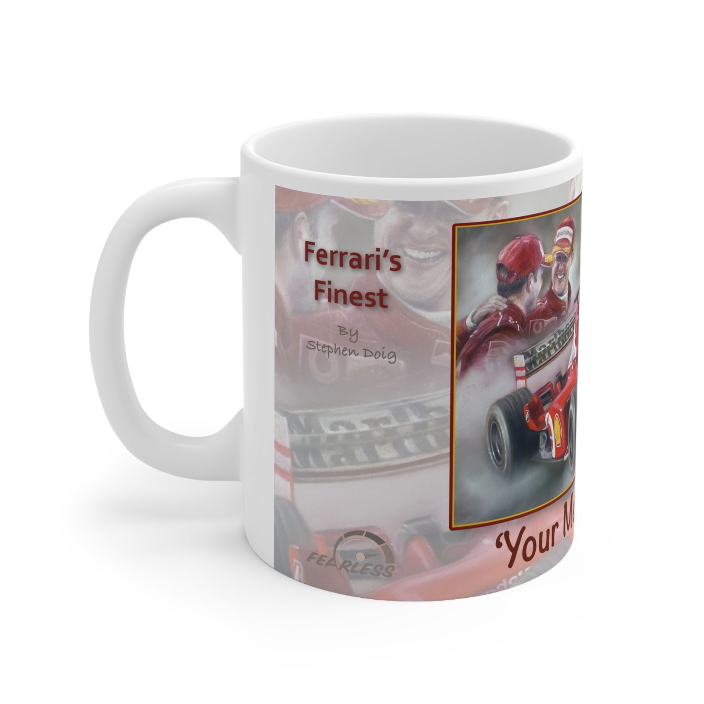 Michael Schumacher Personalisable F1 Celebration Coffee Mug by Stephen Doig