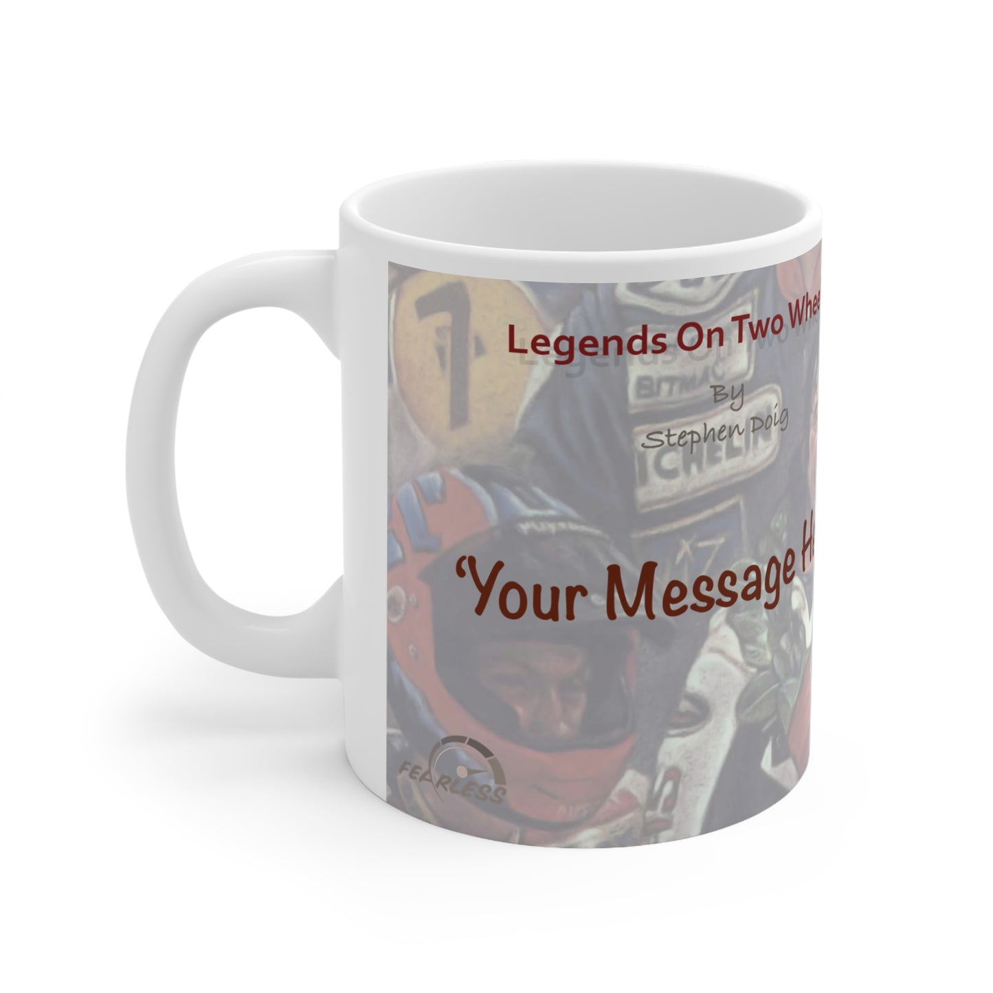 Legends On Two Wheels  Personalisable Coffee Mug  by Stephen Doig