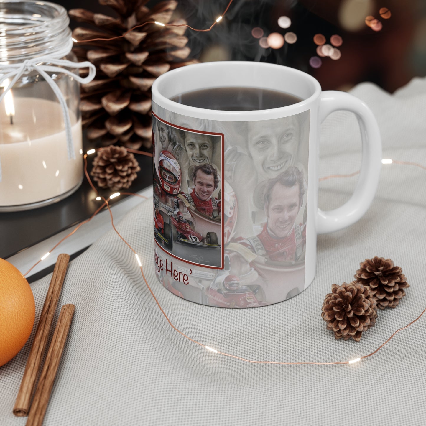 Niki Lauda Personalisable F1 Celebration Coffee Mug by Stephen Doig
