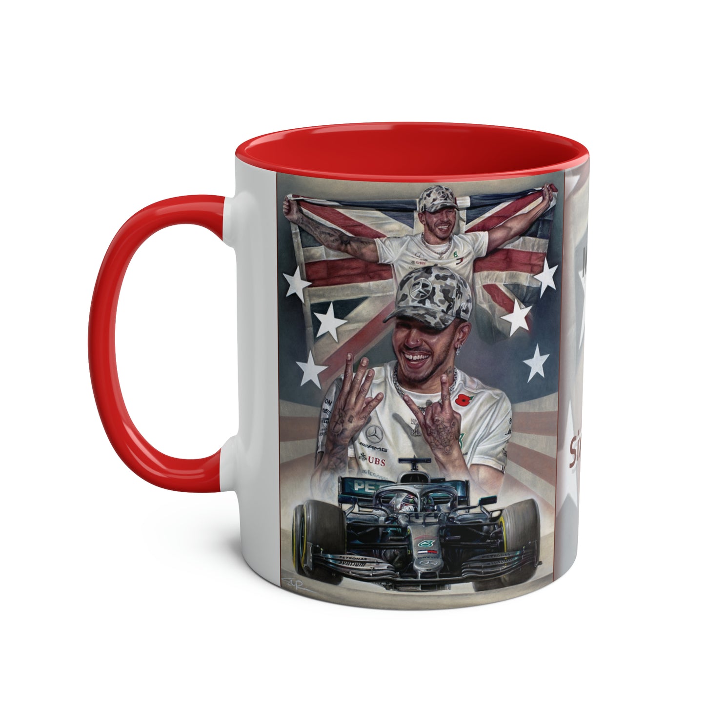 Lewis Hamilton. Six Time World Champion - Two-Tone Coffee Mug, 11oz