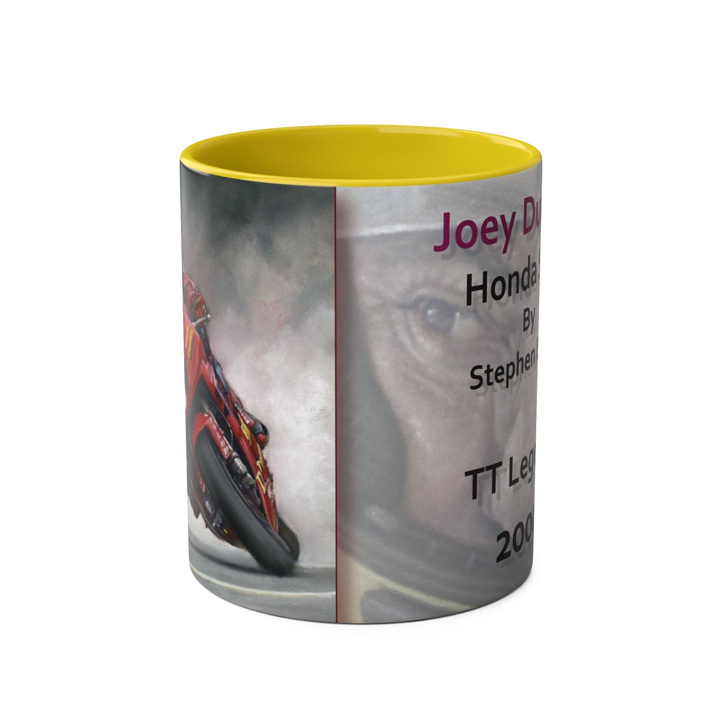 Joey Dunlop TT Legend Two-Tone 11oz Coffee Mug by Stephen Doig.