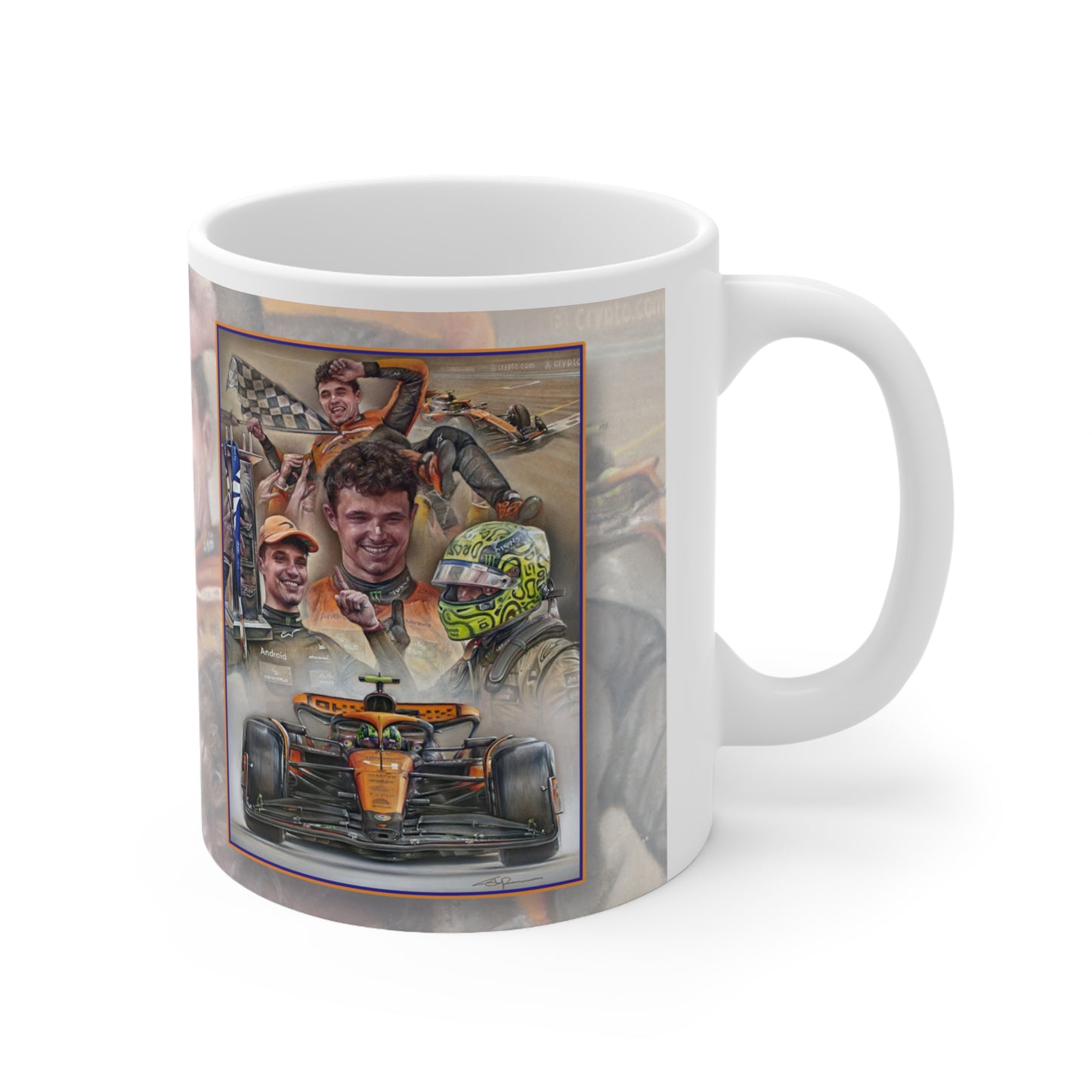 Lando Norris  Maiden Victory Personalisable Celebration Coffee Mug by Stephen Doig