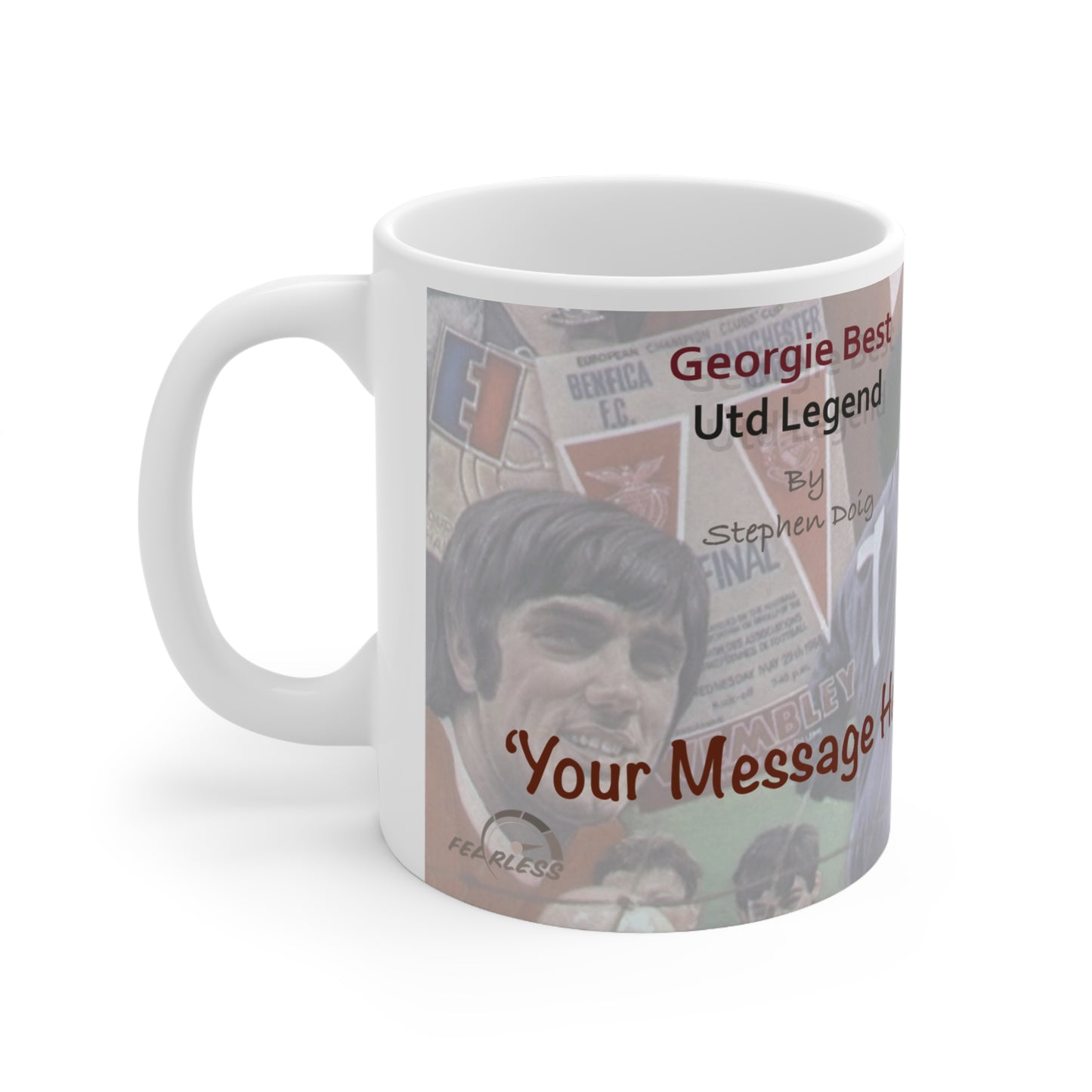 George Best. United Legend Personalisable Coffee Mug  by Stephen Doig