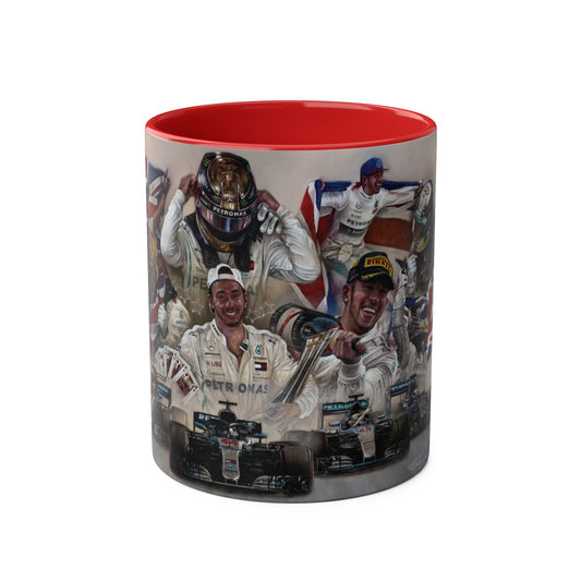 Lewis Hamilton. Five Time World Champion - Two-Tone Coffee Mug, 11oz