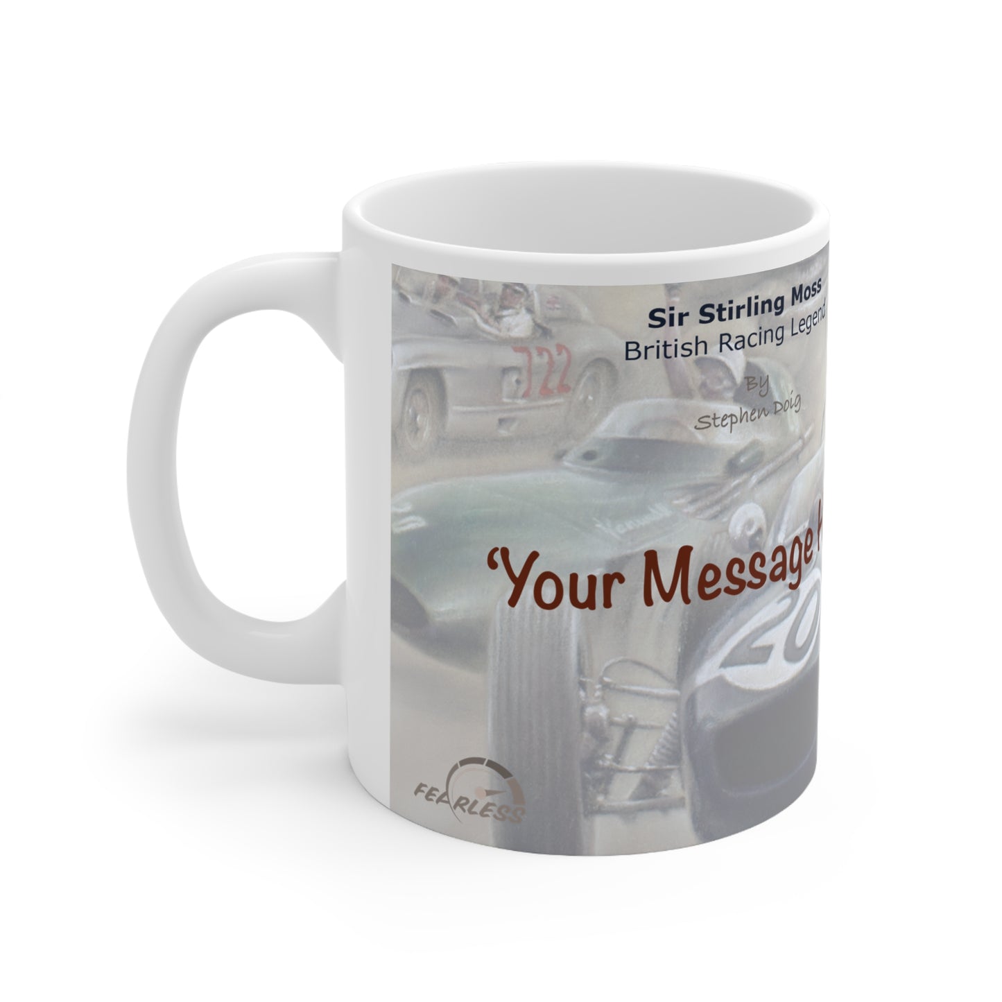 Sir Stirling Moss Personalisable F1 Celebration Coffee Mug by Stephen Doig