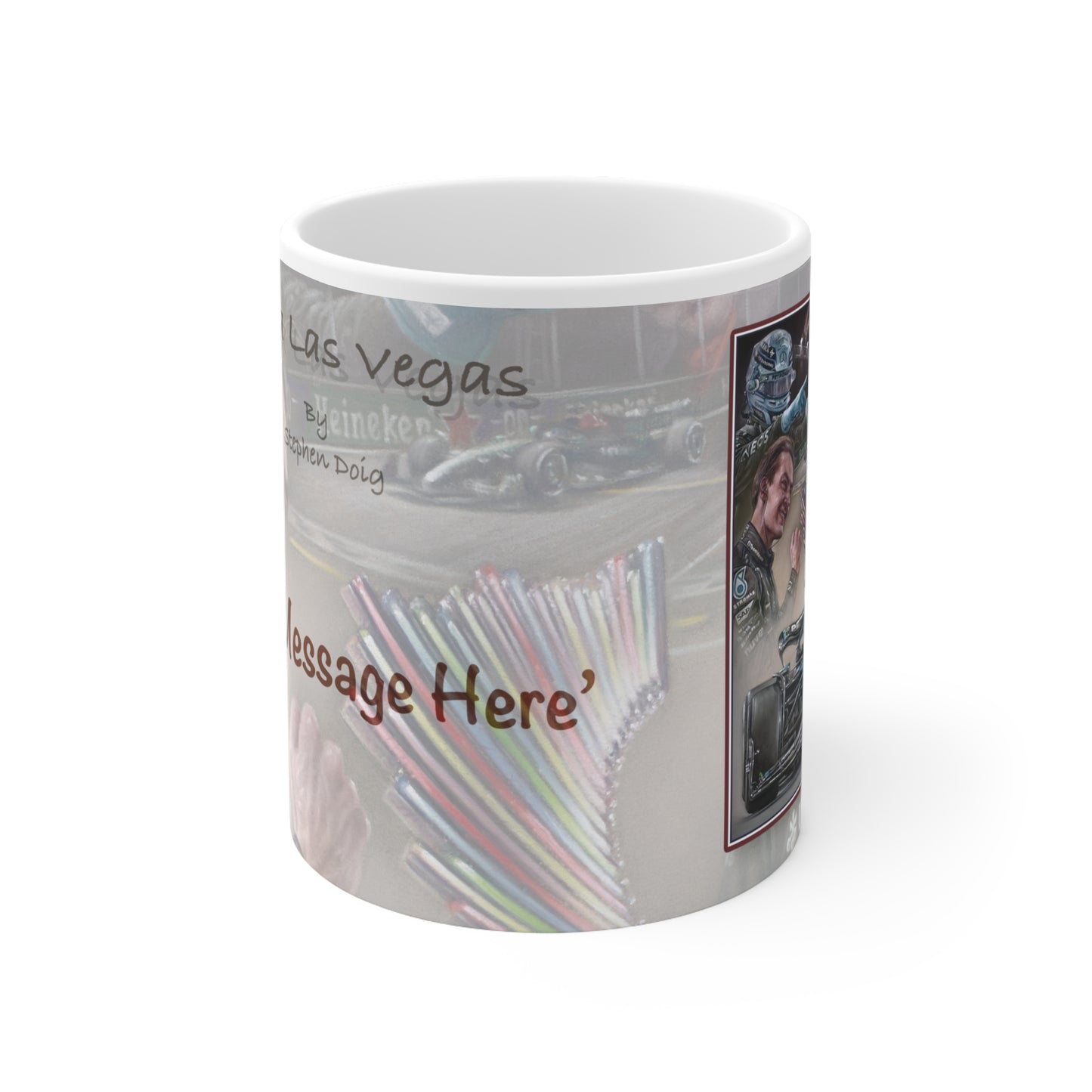 George Russell Las Vegas Victory Personalisable Celebration Coffee Mug by Stephen Doig