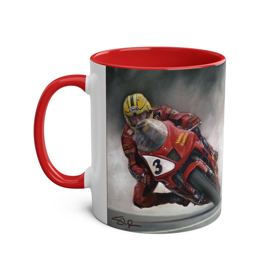 Joey Dunlop TT Legend Two-Tone 11oz Coffee Mug by Stephen Doig.
