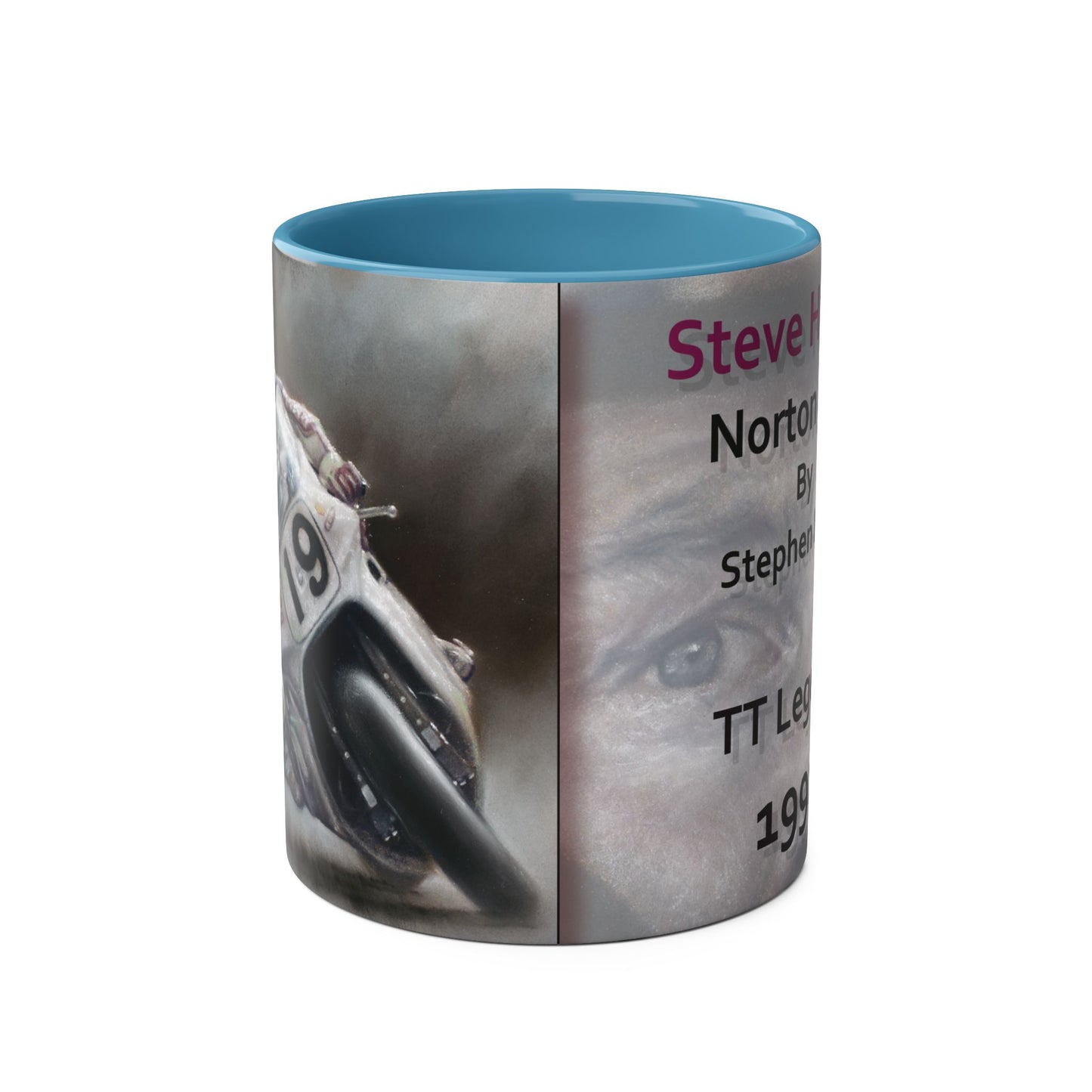 Steve Hislop, TT Legend by Stephen Doig, 11oz Two-Tone Coffee Mug