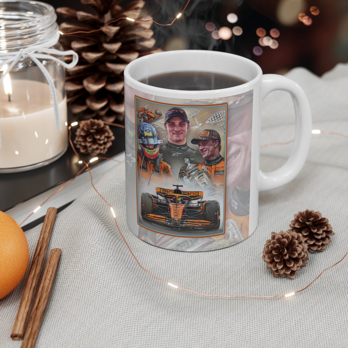 Oscar Piastri  Maiden Victory Personalisable Celebration Coffee Mug by Stephen Doig