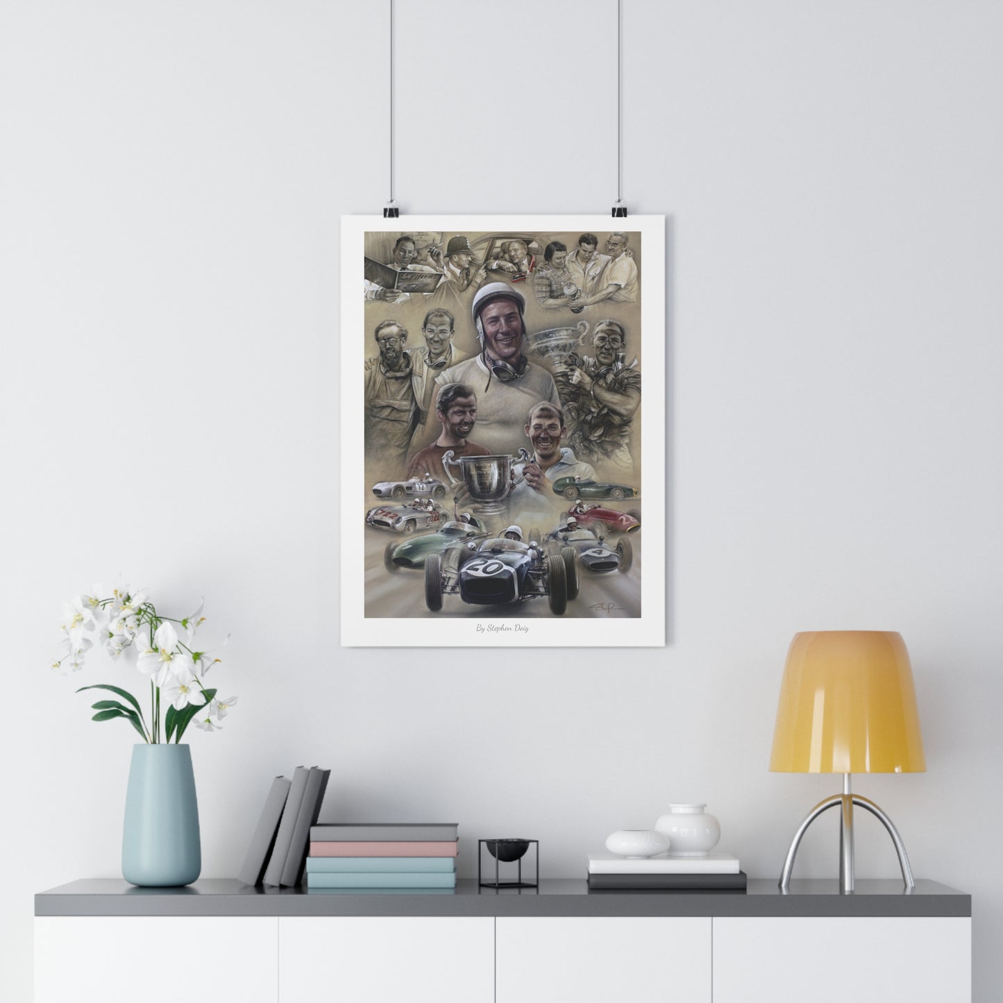 Stirling Moss. F1 Legend. 45 x 60cm Fine Art Poster by Stephen Doig