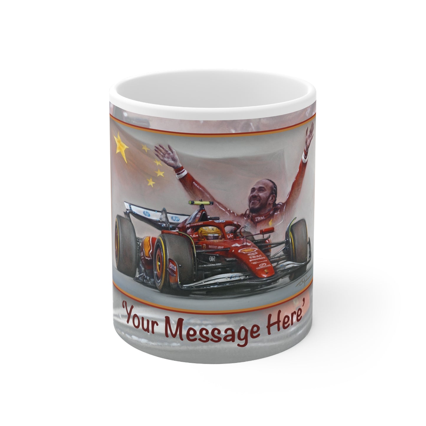 Sir Lewis Hamilton Shanghai Sprint  Personalisable Coffee Mug  by Stephen Doig